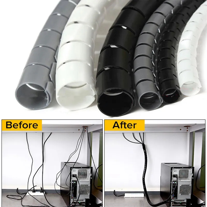 Cable Velcro Strap - 1/2M Flexible Spiral Cable Organizer Clips