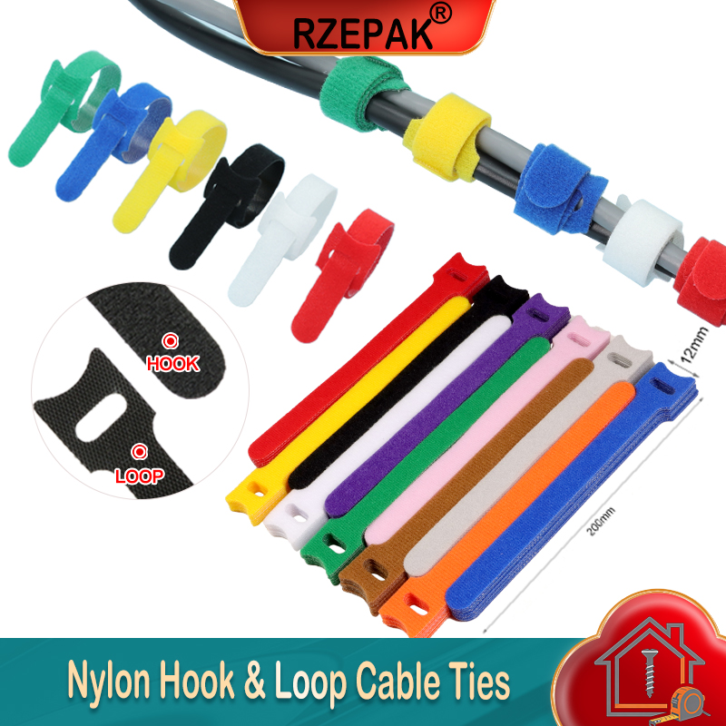 Cable Velcro Strap - 10~1000pcs Nylon Cable Ties 12x200mm Multi-Colour