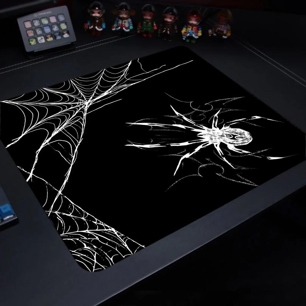 Desk Setup Black - Spider web Mouse Pad Black Square