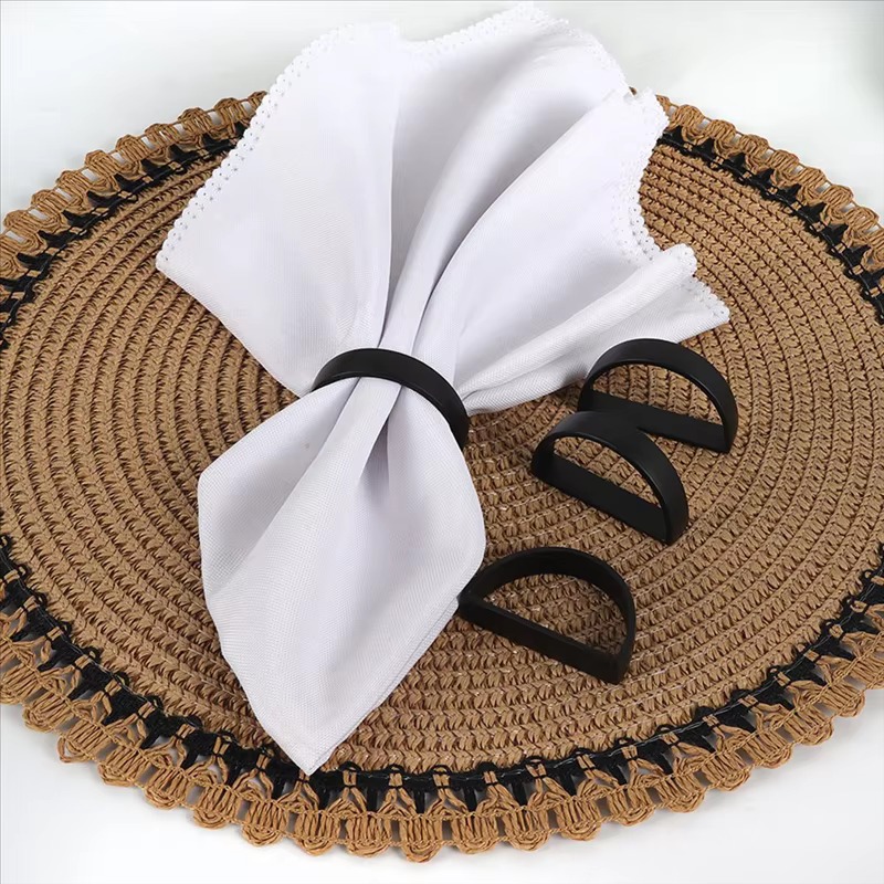 Desk Setup Black - Black Napkin Rings Set of 6