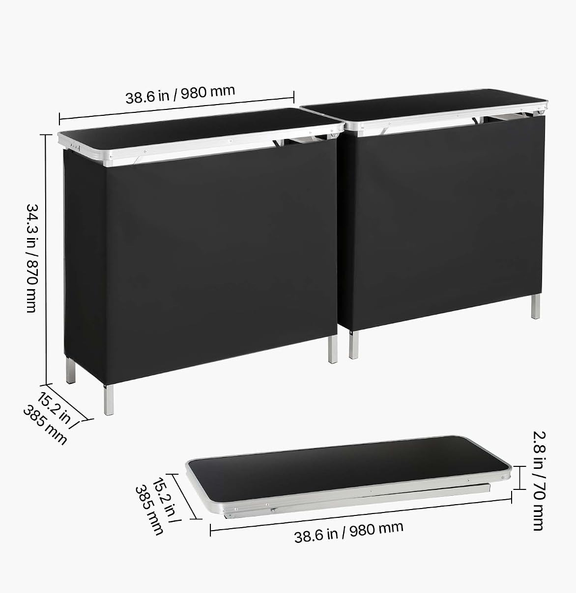 Portable Folding Bar Table Set - đánh giá và giá Desk Setup Black