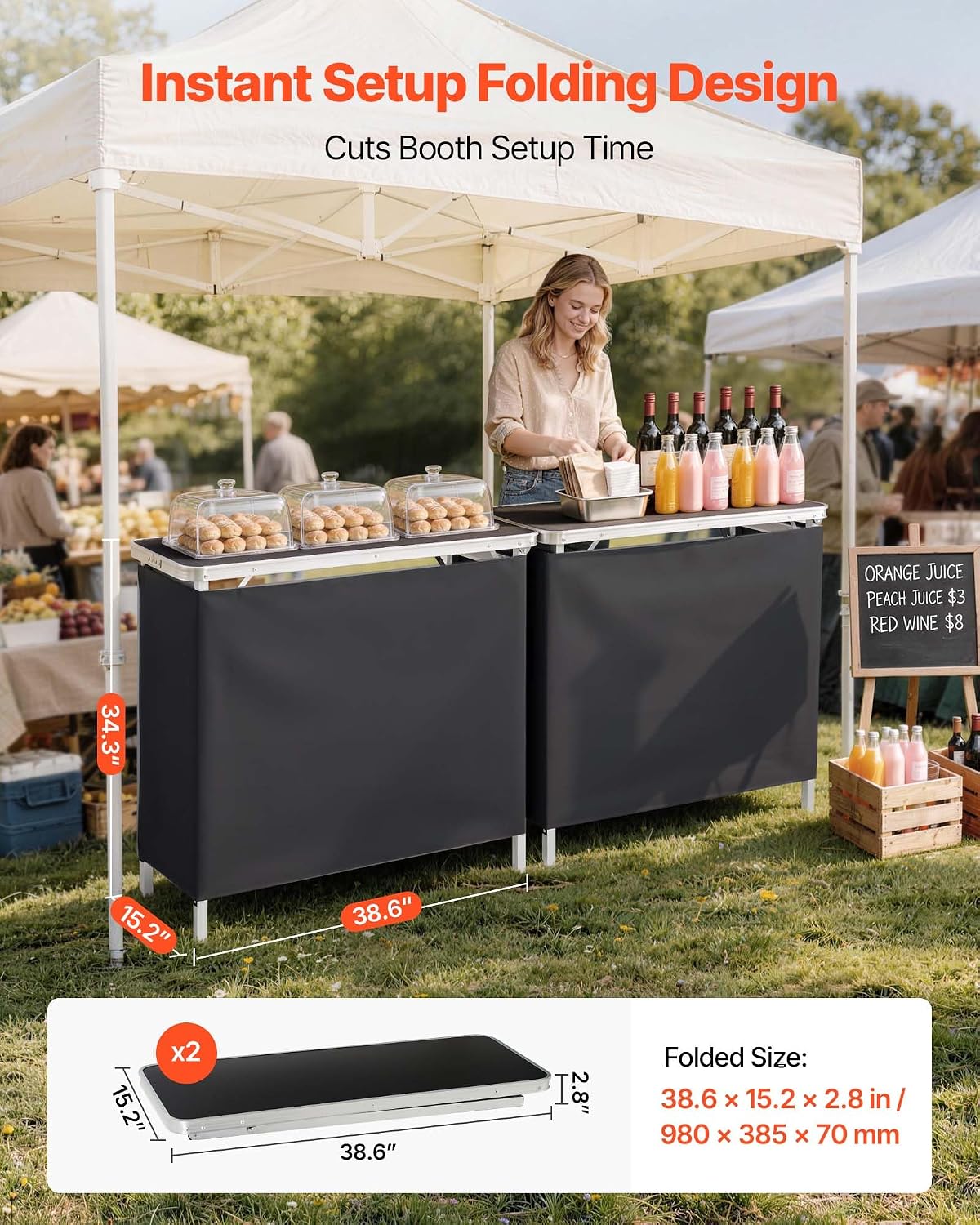 Portable Folding Bar Table Set - đánh giá và giá Desk Setup Black