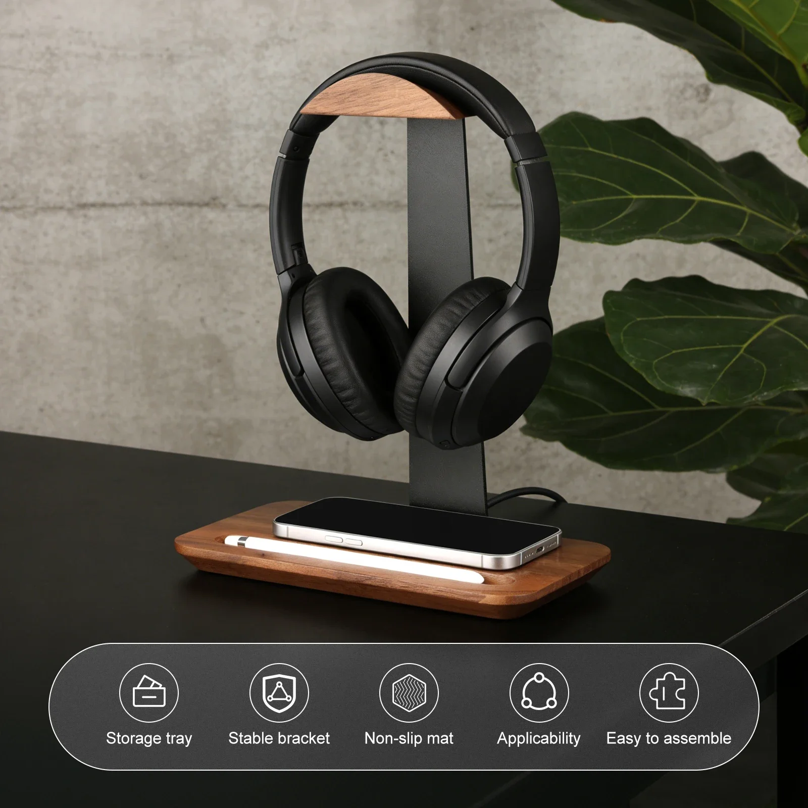 Universal Wood Headphone Stand - đánh giá và giá Desk Setup Equipment