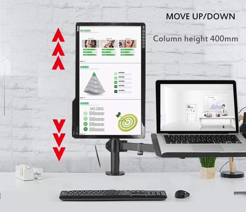 DL-MD30LP 400MM Height Adjusta - đánh giá và giá Desk Setup Monitor Arm