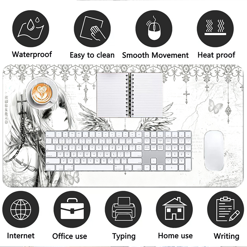 Leather Mousepad Black White A - đánh giá và giá Desk Setup Black