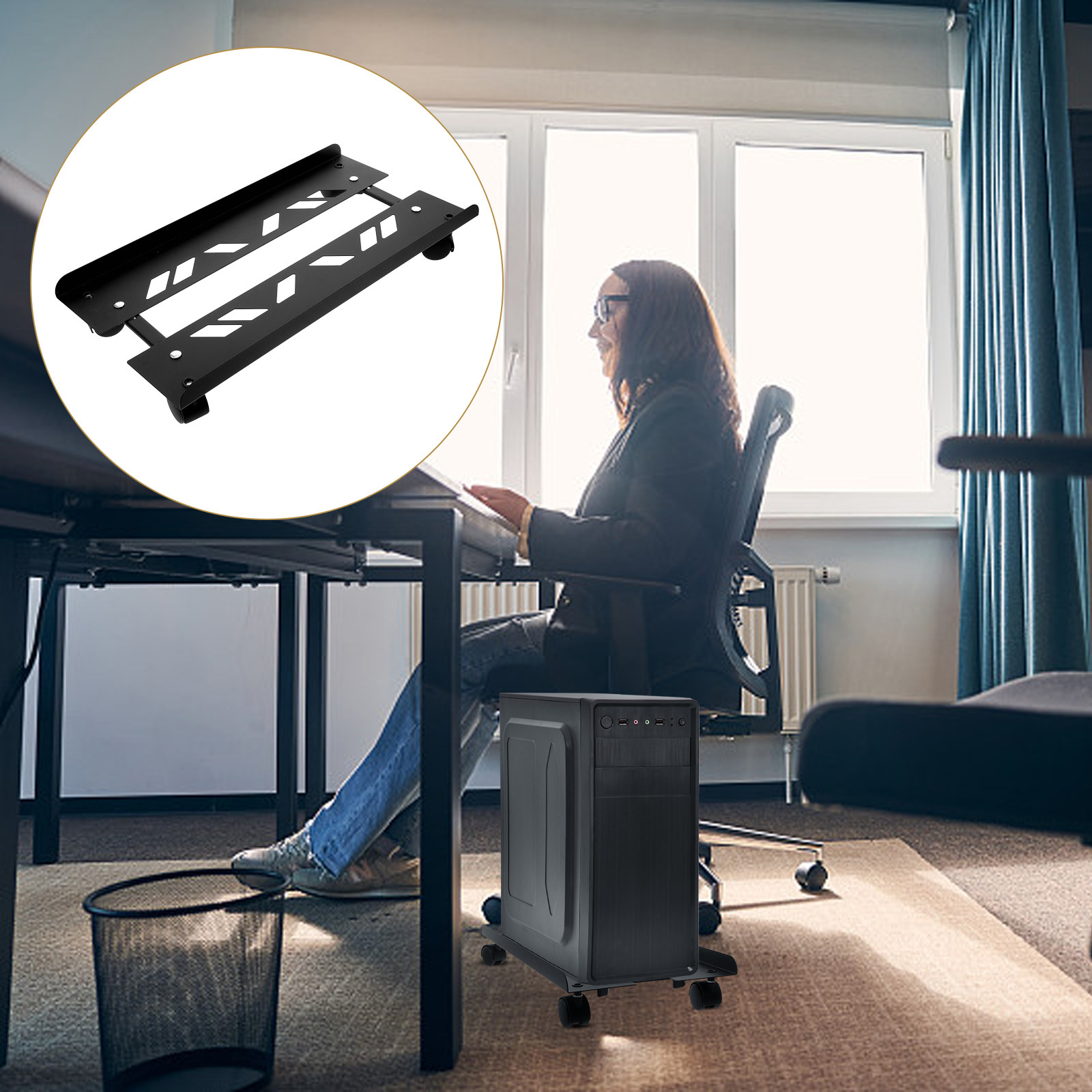 Computer Tower Stand Holder Fo - đánh giá và giá Desk Setup Black
