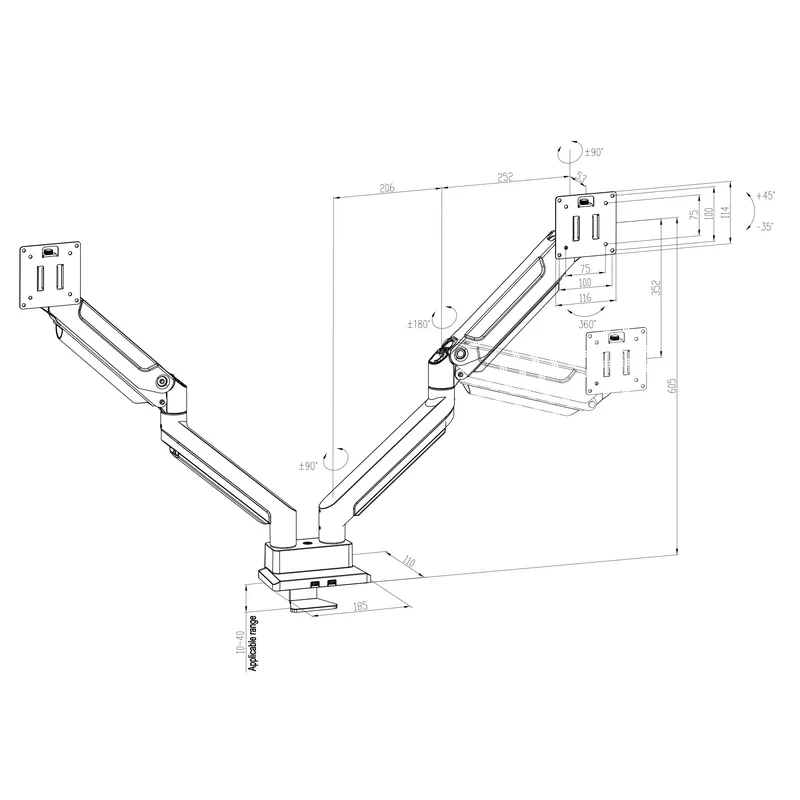 Dual Arm Monitor Mount Heavy D - đánh giá và giá Desk Setup Monitor Arm